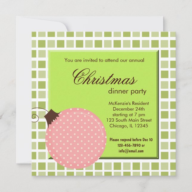 Squares Christmas dinner Invitation (Front)