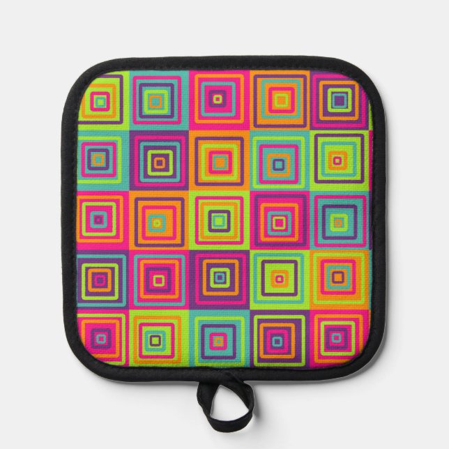 squares colourful pattern pot holder (Front)