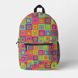 squares colourful pattern printed backpack