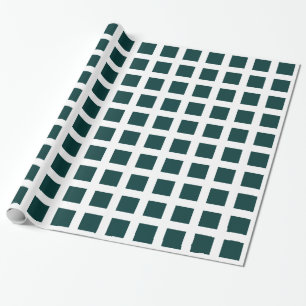 Squares - Dark Green on White Wrapping Paper