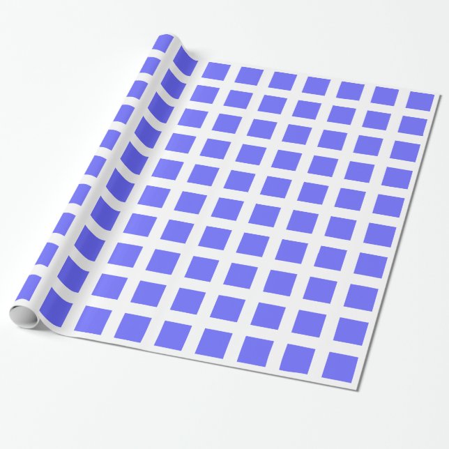 Squares - Electric Blue on White Wrapping Paper (Unrolled)