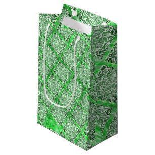 Squares, fake tile, fake green foliage small gift bag
