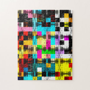 Squares Geometric colourful abstract art Jigsaw Puzzle