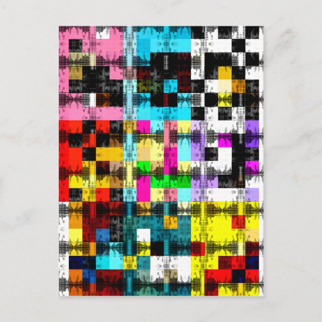 Squares Geometric colourful abstract art  Postcard (Front)