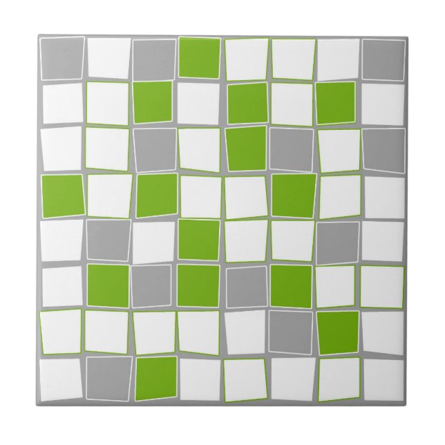 Squares, grey, white, green, modern tile (Front)