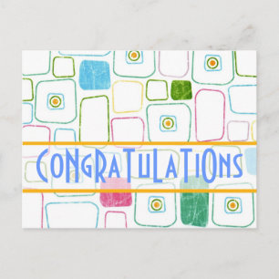 Squares in orange, CoNgRaTuLaTiOns Postcard