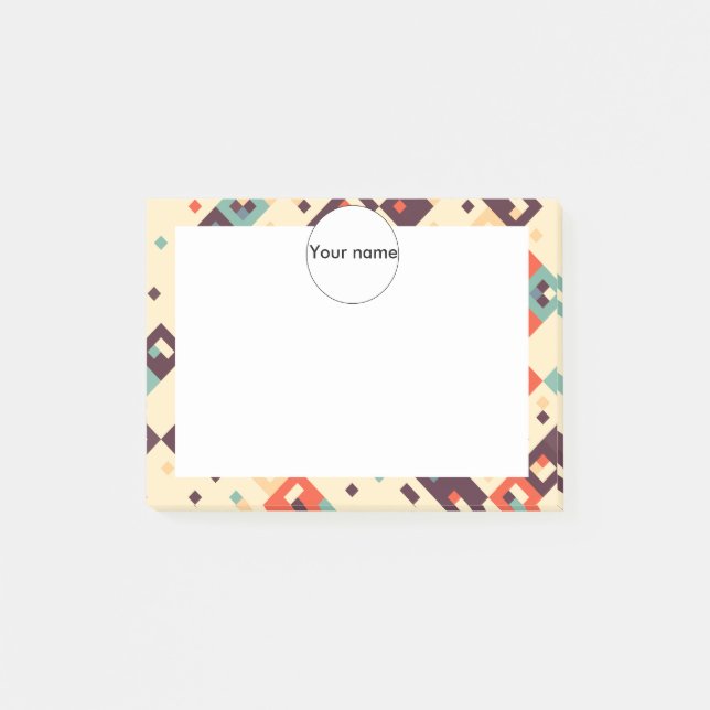 Squares in retro colours abstract design post-it notes (Front)