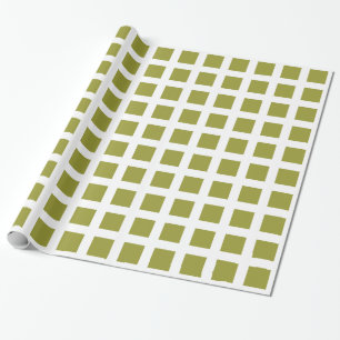 Squares - Olive on White Wrapping Paper