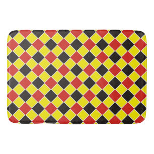 Squares Pattern black red white + your idea Bath Mat