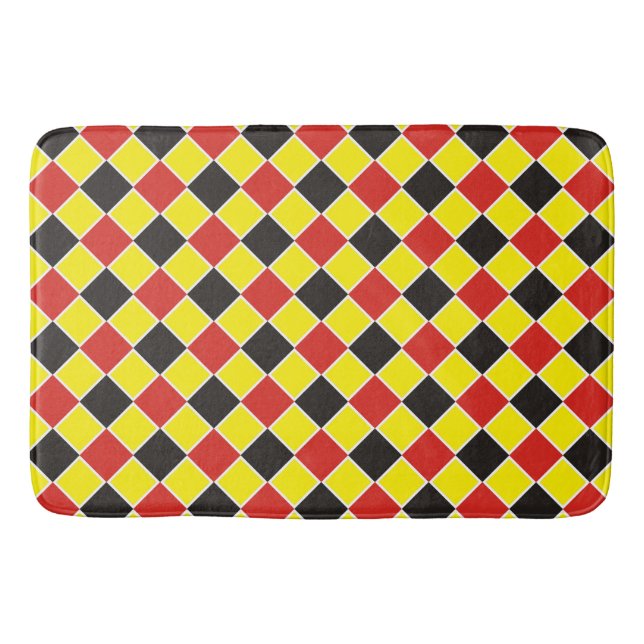 Squares Pattern black red white + your idea Bath Mat (Front)