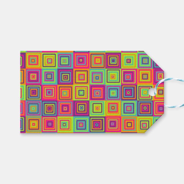 Squares Pattern Gift Tags (Front (Horizontal))
