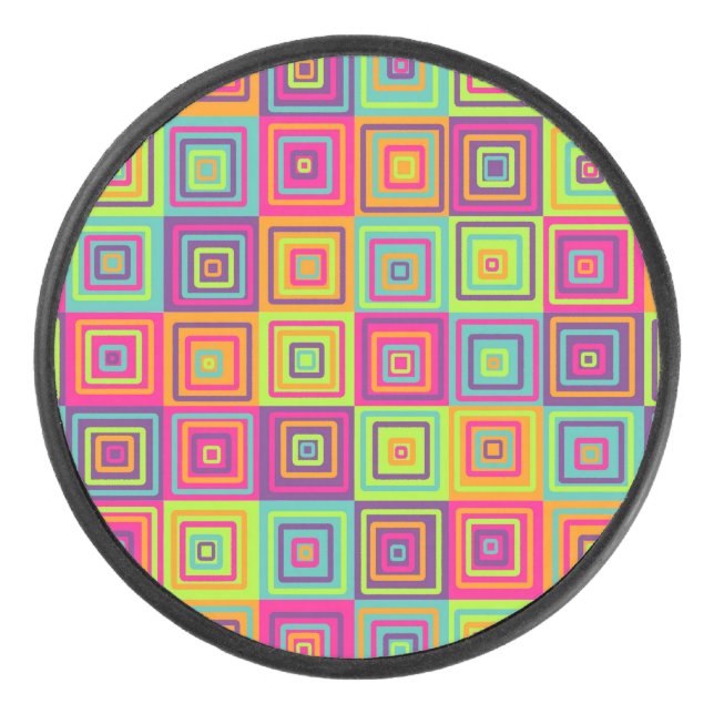 Squares Pattern Hockey Puck (Front)