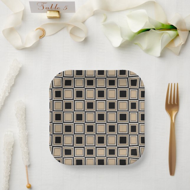 Squares pattern paper plate (Wedding)