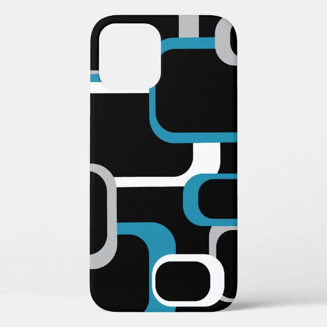 Squares Pattern Retro Blue Grey White Black  Case-Mate iPhone Case (Back)