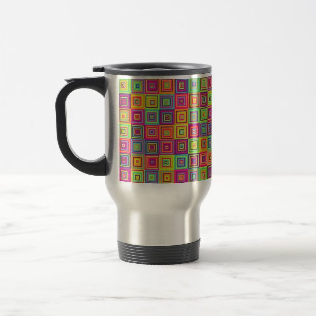 Squares Pattern Travel Mug (Left)