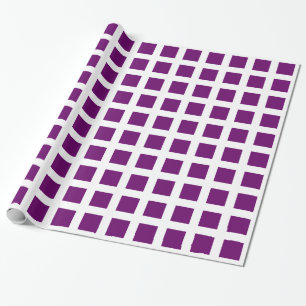 Squares - Plum on White Wrapping Paper