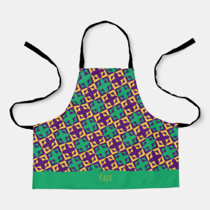 Squares & Plus Violet Navy Minimal Pattern Apron