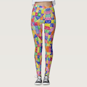 Squares, Triangles, Diamonds Seamless Pattern Leggings