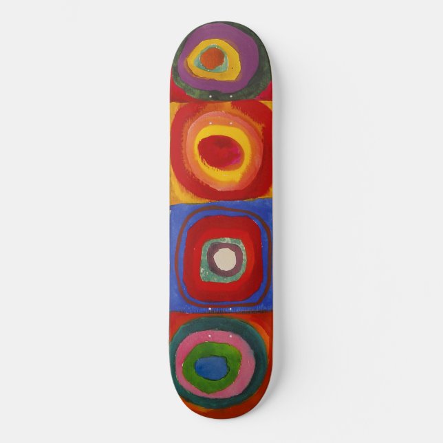 Squares w Concentric Circles | Kandinsky | Skateboard (Front)