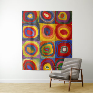 Squares w Concentric Circles Kandinsky Tapestry