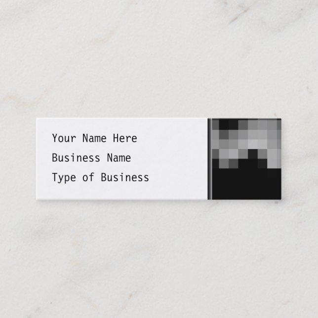 Squares Wave Abstract. Black and Grey Mini Business Card (Front)