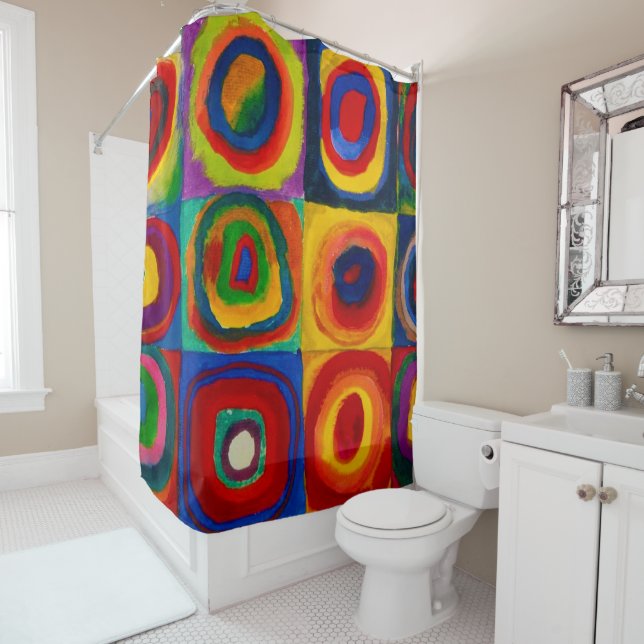 Squares with Circles, Abstract, Wassily Kandinsky Shower Curtain (In Situ)