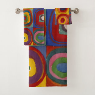 Squares With Concentric Circles Bath Towel Set