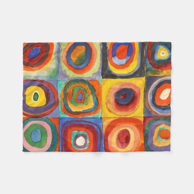 Squares with Concentric Circles by Kandinsky Fleece Blanket (Front (Horizontal))