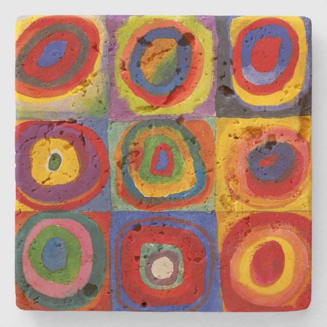 Squares with Concentric Circles | Kandinsky | Stone Coaster (Front)