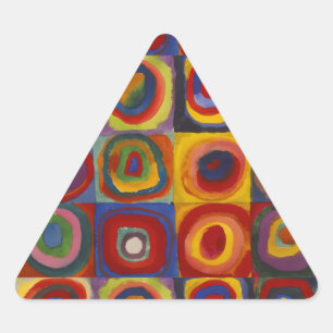 Squares With Concentric Circles Triangle Sticker