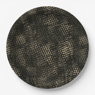 Squares with crossed scratches or dark brown cubes paper plate