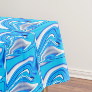 Squares with light blue and white, brick? tablecloth