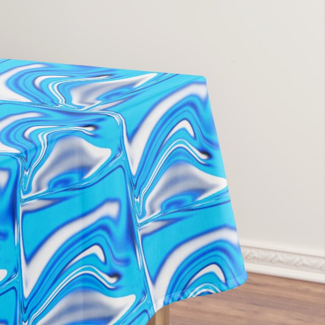 Squares with light blue and white marks, brick? tablecloth (In Situ)