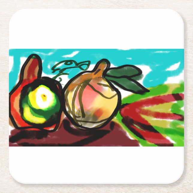 Squash and pumpkin season square paper coaster (Front)
