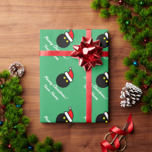 Squash ball with Santa hat funny Christmas Wrapping Paper