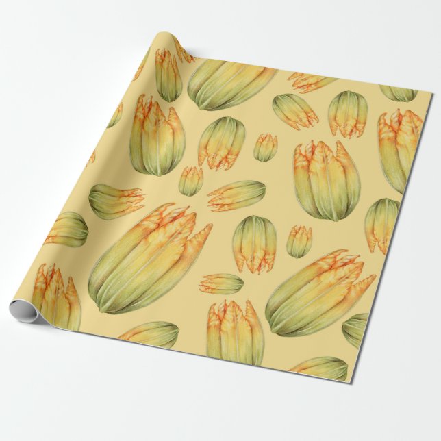 Squash Blossom Wrapping Paper (Unrolled)