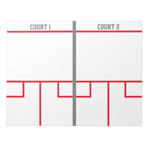 Squash court notepad for coach instruction lessons