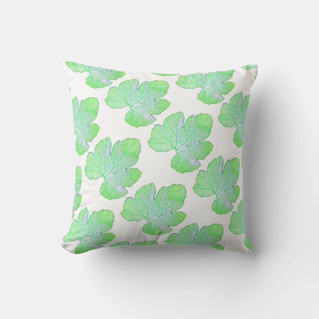 Squash Leaf Texture Sketch Cushion Throw Pillow (Front)