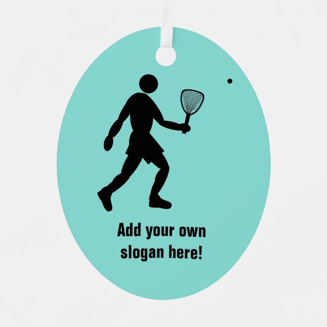Squash or Racquetball Player and your text Metal Tree Decoration (Front)