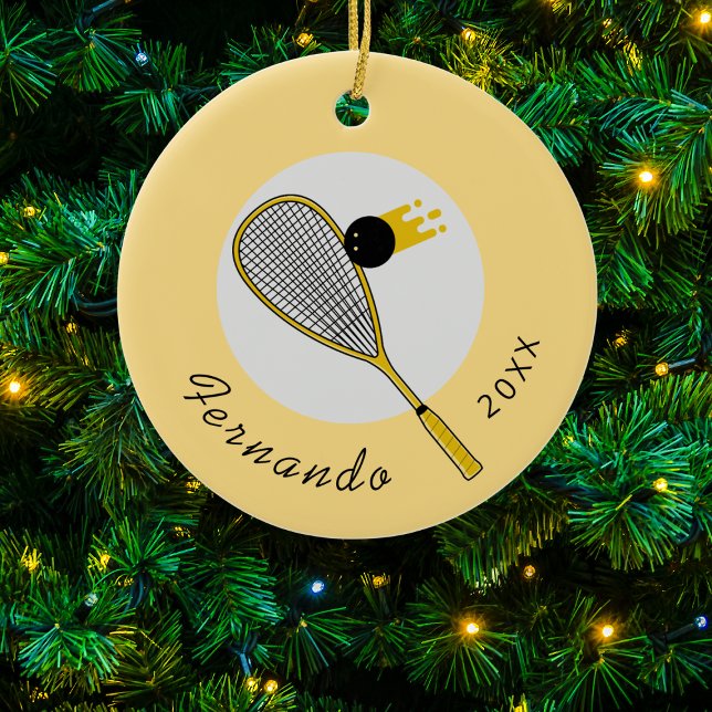 Squash Player Coach Custom Name & Year Ceramic Tree Decoration (Creator Uploaded)