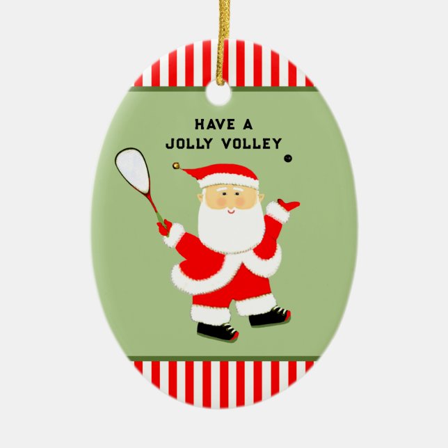 Squash Player Collectible Ceramic Tree Decoration (Front)