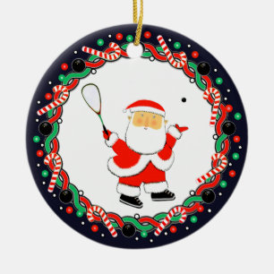 Squash Player Holiday Gift Ceramic Tree Decoration