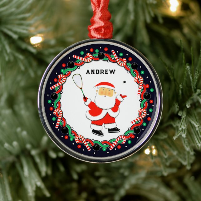 Squash Player Holiday Gift Metal Tree Decoration (Tree)