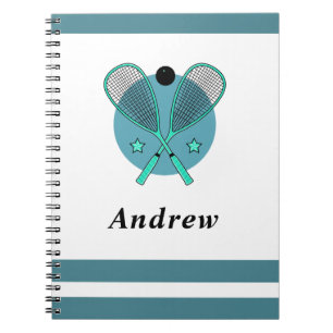 Squash Racquetball Rackets Player Coach Kids Name Notebook