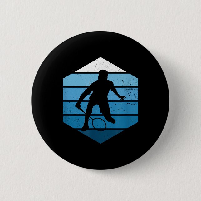 Squash Womens Mens Badminton Player Shuttle  6 Cm Round Badge (Front)