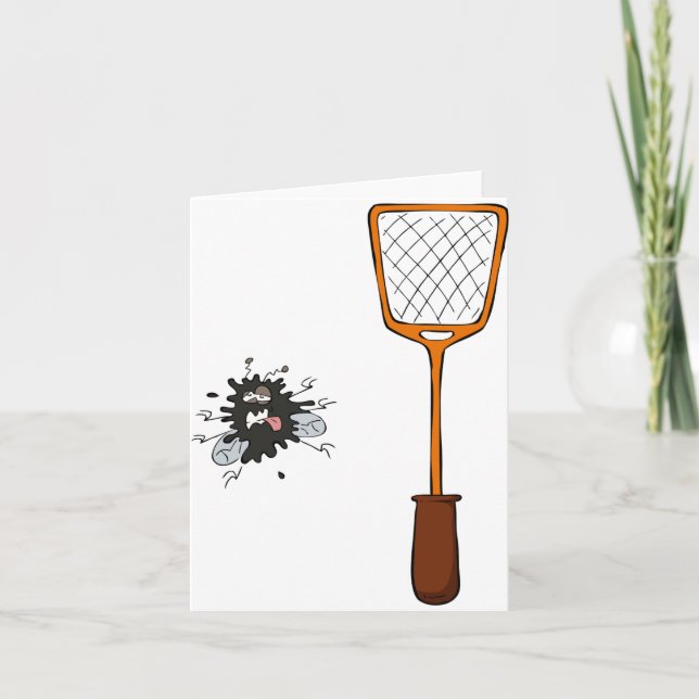 Squashed Fly and Fly Swatter Dead Bug Humor Card (Front)
