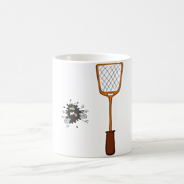 Squashed Fly and Fly Swatter Dead Bug Humor Coffee Mug (Center)