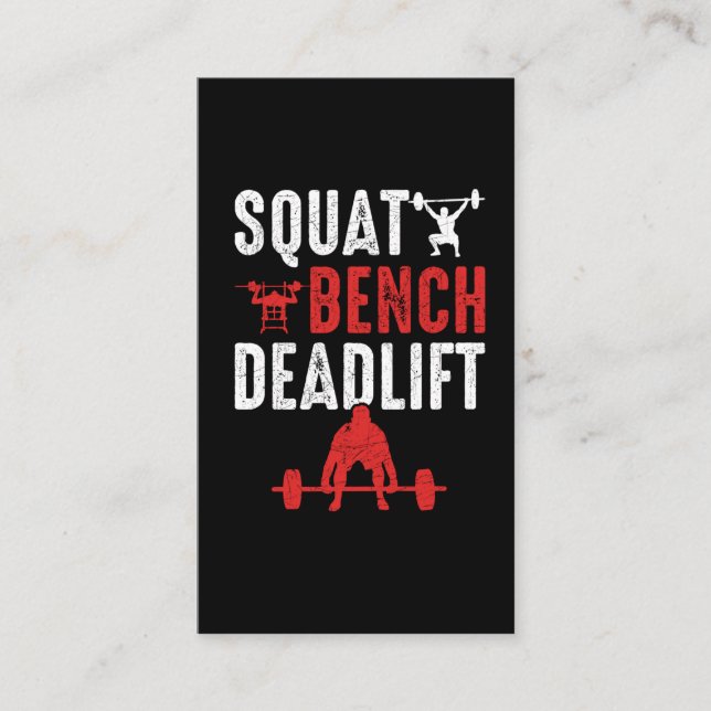 Squat Bench Deadlift Gym Workout Powerlifting Business Card (Front)