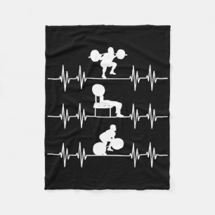 Squat Bench Deadlift Heartbeat Powerlifting  Fleece Blanket