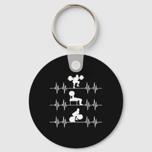 Squat Bench Deadlift Heartbeat Powerlifting  Key Ring